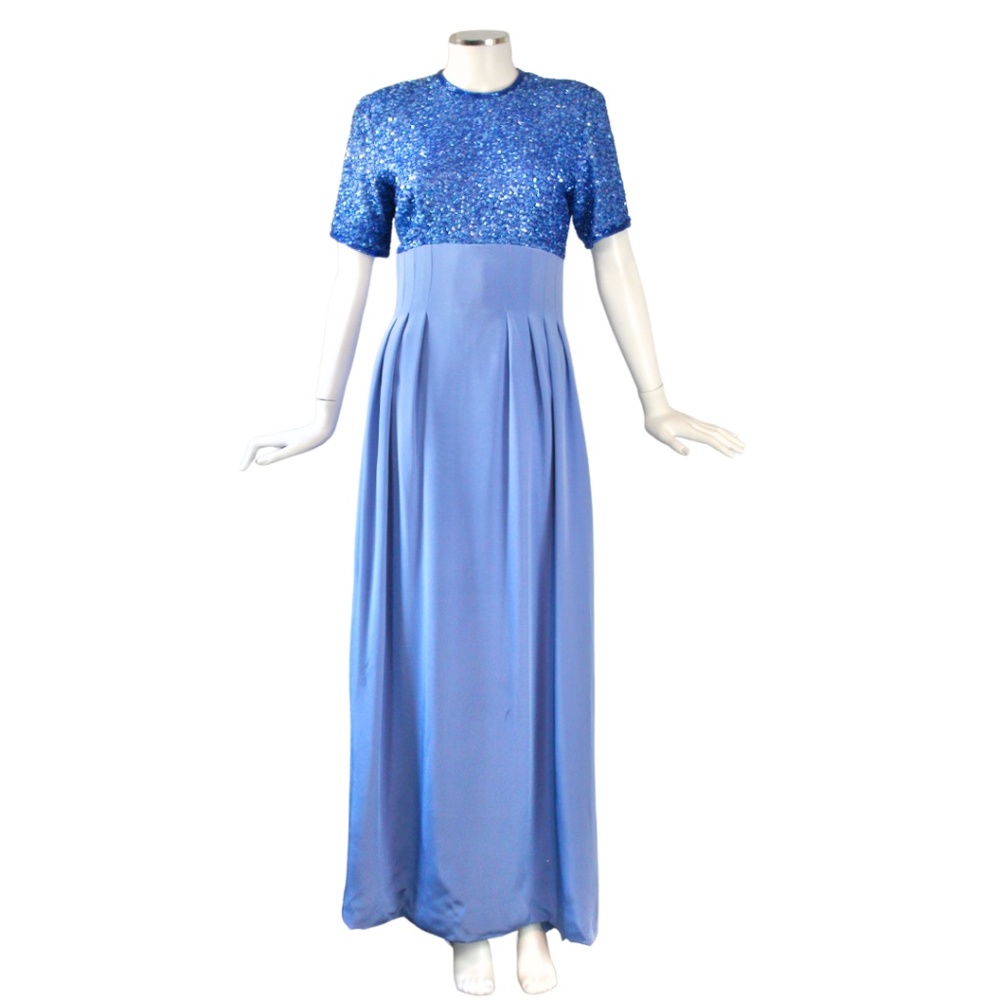 VINTAGE 1990s Bob Mackie Crepe de Chine & Sequin Gown - Sized USA 6